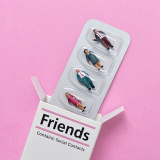 Friends package on pink background