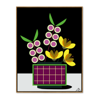 Pink and yellow Australian flowers in geometric vase