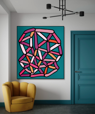 Hard edged geometric, modern painting 