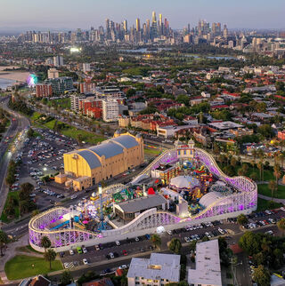 Aerial image of St Kilda and Luna Park