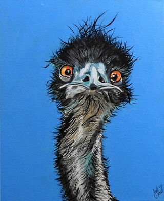 Funny Emu on blue background
