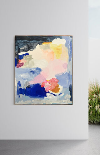 Abstract colourful ocean reef and beach scene that shows northern beaches, coastal, Bondi, Australian lifestyle. Vibrant modern and contemporary.