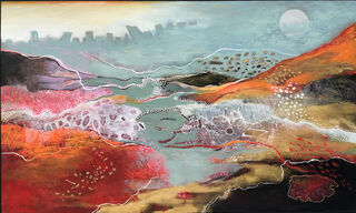 A landscape in bright reds and golds, inspired  by a song by Tina Turner.