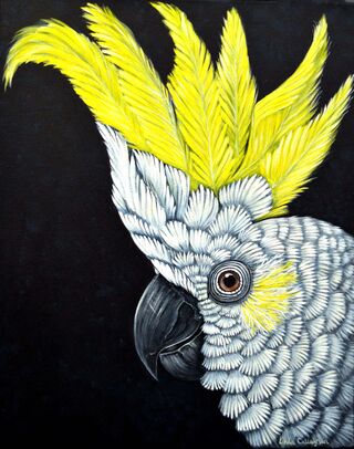 White Cockatoo bird  painting framed