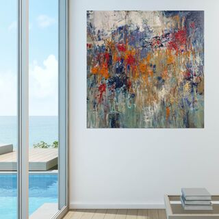 Place With Waratah an original abstract expressive artwork by Andrea Edwards in bold and muted colour.