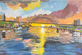 Multi coloured Sydney Harbour Bridge Sunrise