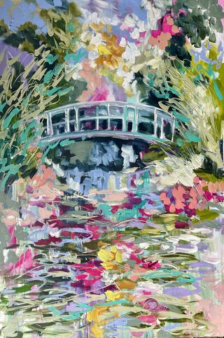 Miners garden pond waterlily bridge Impressionism 