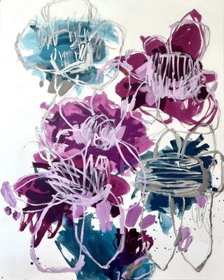 Abstract flowers on large canvas