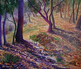 acrylic painting of the landscape near Jenolan Caves, Blue Mountains