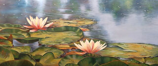 Hi everyone, I was highly inspired by these two beautiful lilies complementing each other at the Blue Lotus garden. This panoramic sized (122x51cm) piece with tones of pink and white surely gives a sense of calmness and happiness. Thank you so much for viewing my artwork, I dearly appreciate it. xxx