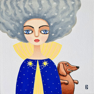 Woman and dachshund dog