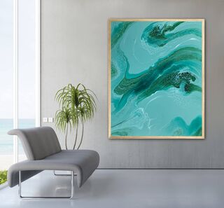 green flow fluid abstract art