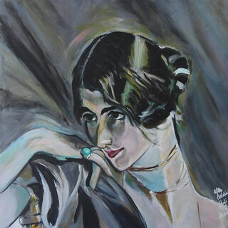 small detail of young woman from a work by Giovanni Boldini from 1901