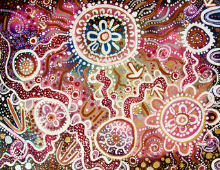 Aboriginal art is a window into the rich tapestry of Indigenous Australian culture, embodying millennia of traditions and storytelling. The intricate layers of acrylics in such artwork not only add depth and texture but also symbolize the complex layers of history and spirituality that are intrinsic to Aboriginal life. The use of varnish not only protects the painting but also enhances the vibrancy of the colors, much like the resilience of the culture it represents. The inclusion of a wire for hanging and protective paper on the backside signifies the care and respect given to the artwork, ensuring its longevity for future generations to appreciate.
