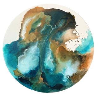 Abstract wave painting on round canvas 