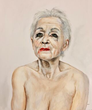 Emotional portrait of elderly lady