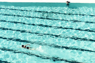 (CreativeWork) Swimmers and the pool Ed. 3 of 20 by Agus Gago. Photograph. Shop online at Bluethumb.