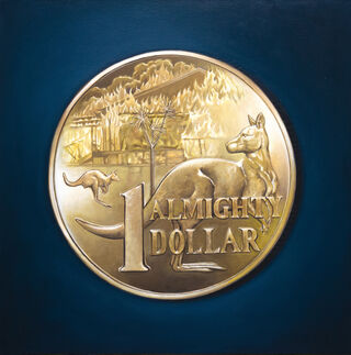 Australian dollar coin featuring bushfire scene