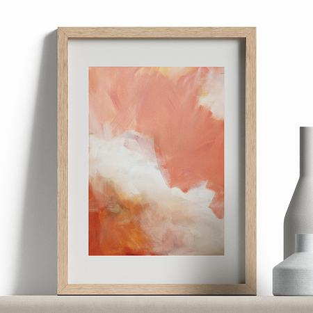 A3 Fine Art Print - Framed - Charming Sienna 1 authentic - Orange Peach Abstract Art, Colourful Bright Abstract Print