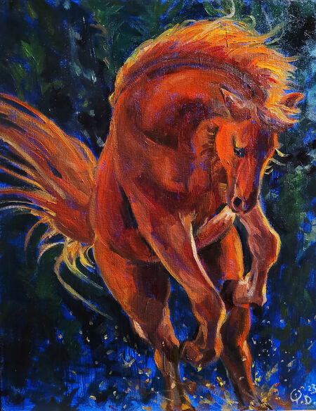 Original Expressive Horse on sale painting