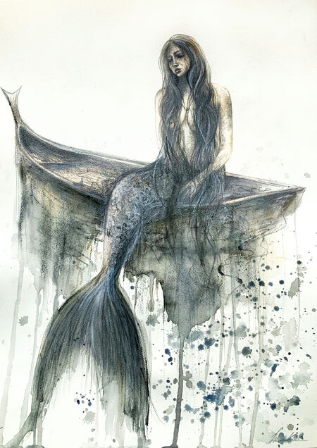 The Mermaids - Signed hot Fine Art Print - 50x28 cm