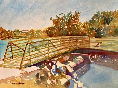 Brooks top Bridge, Shoals, Indiana, plein air, original oil, original painting, 12 x 16, contemporary art, Martin County, Kit Miracle, gift