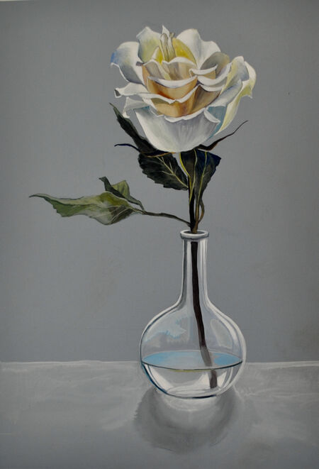 Winter Rose in Glass 2024 Acrylic Painting