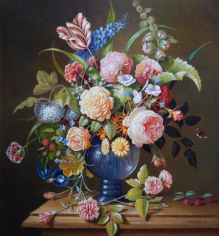 Flowers Oil popular Painting Original Floral Still Life with Tulips. Flower art. Botanical Classical Painting, Romantic Decor, TULIPS in Vase