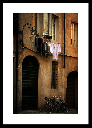 Washing hanging from window in Italy