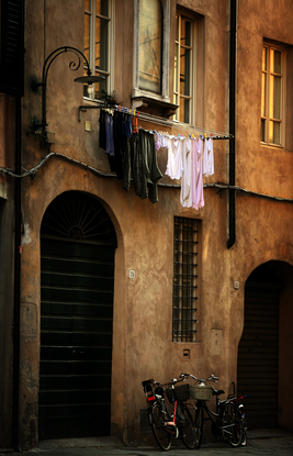 Washing hanging from window in Italy