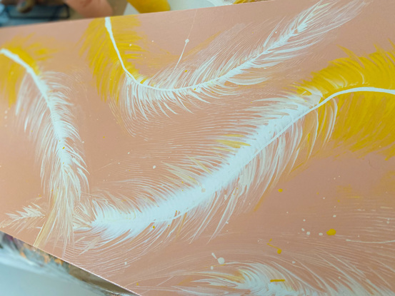 (CreativeWork) White Cockatoo Feathers  by Amy Curran. Acrylic. Shop online at Bluethumb.