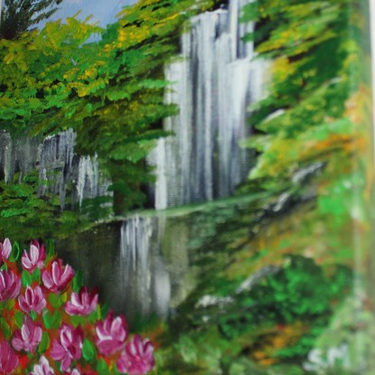 (CreativeWork) Waterfall by Sashi Muhunthan. Acrylic. Shop online at Bluethumb.