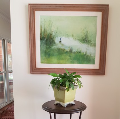 (CreativeWork) Blue Heron by Lynne Gillard. Oil. Shop online at Bluethumb.