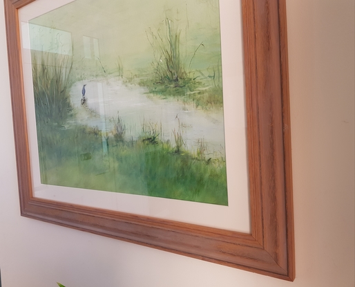 (CreativeWork) Blue Heron by Lynne Gillard. Oil. Shop online at Bluethumb.