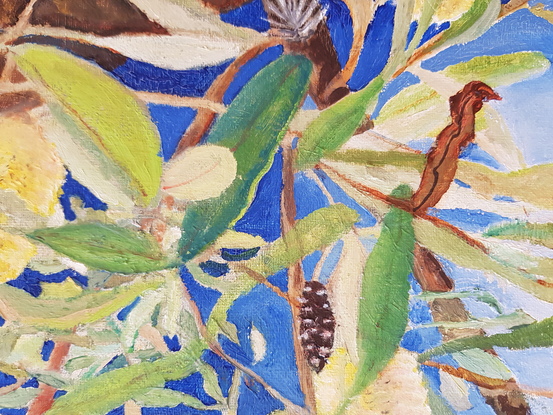 (CreativeWork) Banksias by Lynne Gillard. Oil. Shop online at Bluethumb.