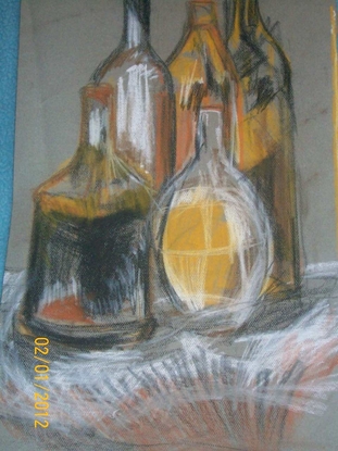 (CreativeWork) Bottles by Guy Moore. Drawing. Shop online at Bluethumb.