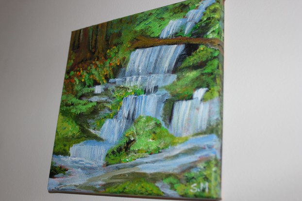 (CreativeWork) River by the forest by Sashi Muhunthan. Acrylic. Shop online at Bluethumb.