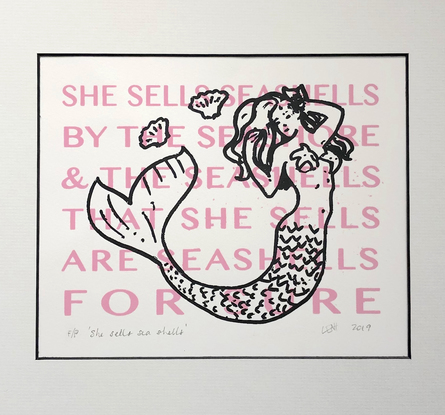 Mermaid image on text backgrounf