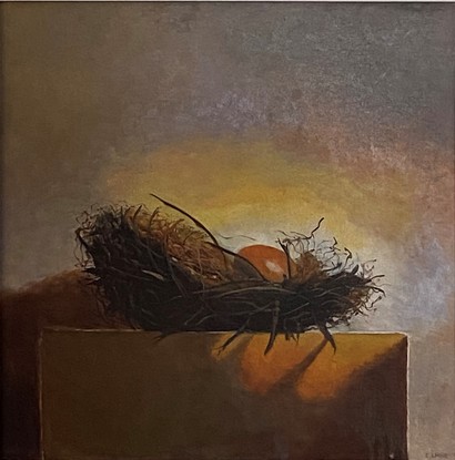 (CreativeWork) Golden Egg by Liz Lane. Oil. Shop online at Bluethumb.