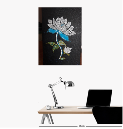 (CreativeWork) Standing Lotus by Andrea Gaudiosi. Acrylic. Shop online at Bluethumb.