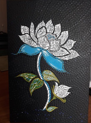 (CreativeWork) Standing Lotus by Andrea Gaudiosi. Acrylic. Shop online at Bluethumb.