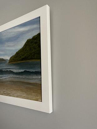 Painting from Umina Beach towards Palm Beach. Distant hills, waves breaking on Umina Beaches 