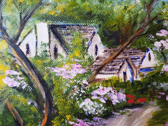 (CreativeWork) The house around the bend by Carmen Iglesias. Acrylic. Shop online at Bluethumb.