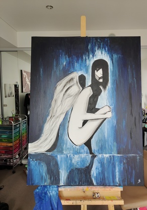 (CreativeWork) Angel of Hope by Veronika Sanobova. Acrylic. Shop online at Bluethumb.