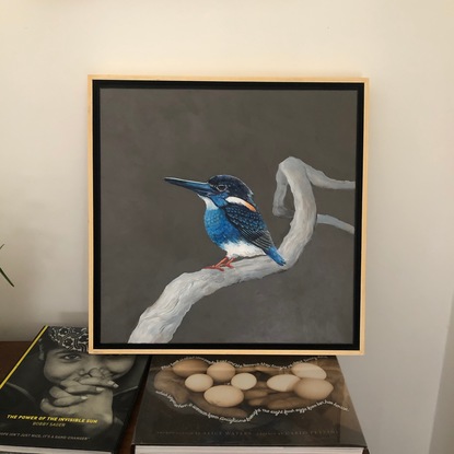 (CreativeWork) Blue-banded Kingfisher by Robert Rogers. Acrylic. Shop online at Bluethumb.