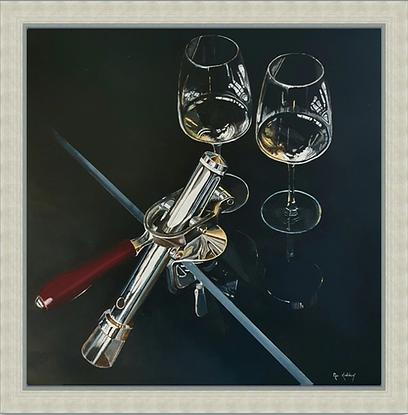 (CreativeWork) Reflections in a Wine Bar by Rob Kennedy. Oil. Shop online at Bluethumb.