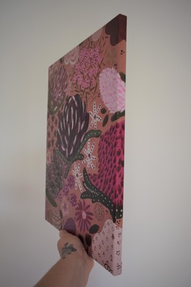 (CreativeWork) Dusty Flowers by Chelsea Dawson. Acrylic. Shop online at Bluethumb.