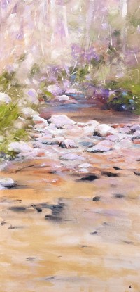 Oil painting, landscape with small creek in Australian bush by Victoria Collins