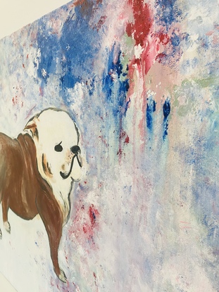 (CreativeWork) Bulldog in White by Alice Cheung. Acrylic. Shop online at Bluethumb.