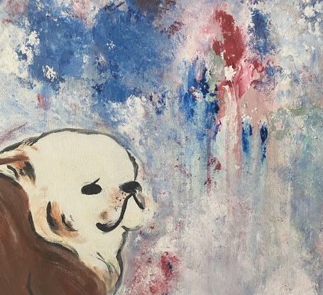 (CreativeWork) Bulldog in White by Alice Cheung. Acrylic. Shop online at Bluethumb.